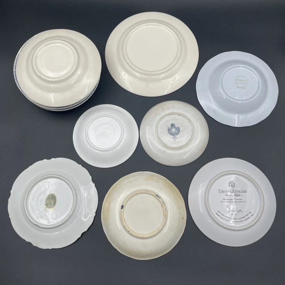 Mixed‎ Blue White China Lot 12 Pcs Kinkade Chateau Frontenac Queen Mother Imari